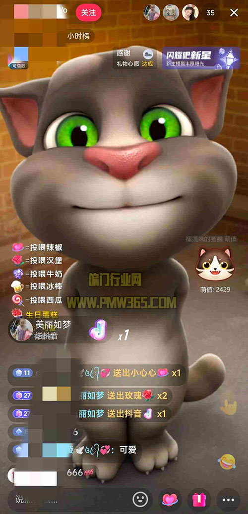 一天收益四位数抖音直播汤姆猫卖艺玩法-偏门行业网